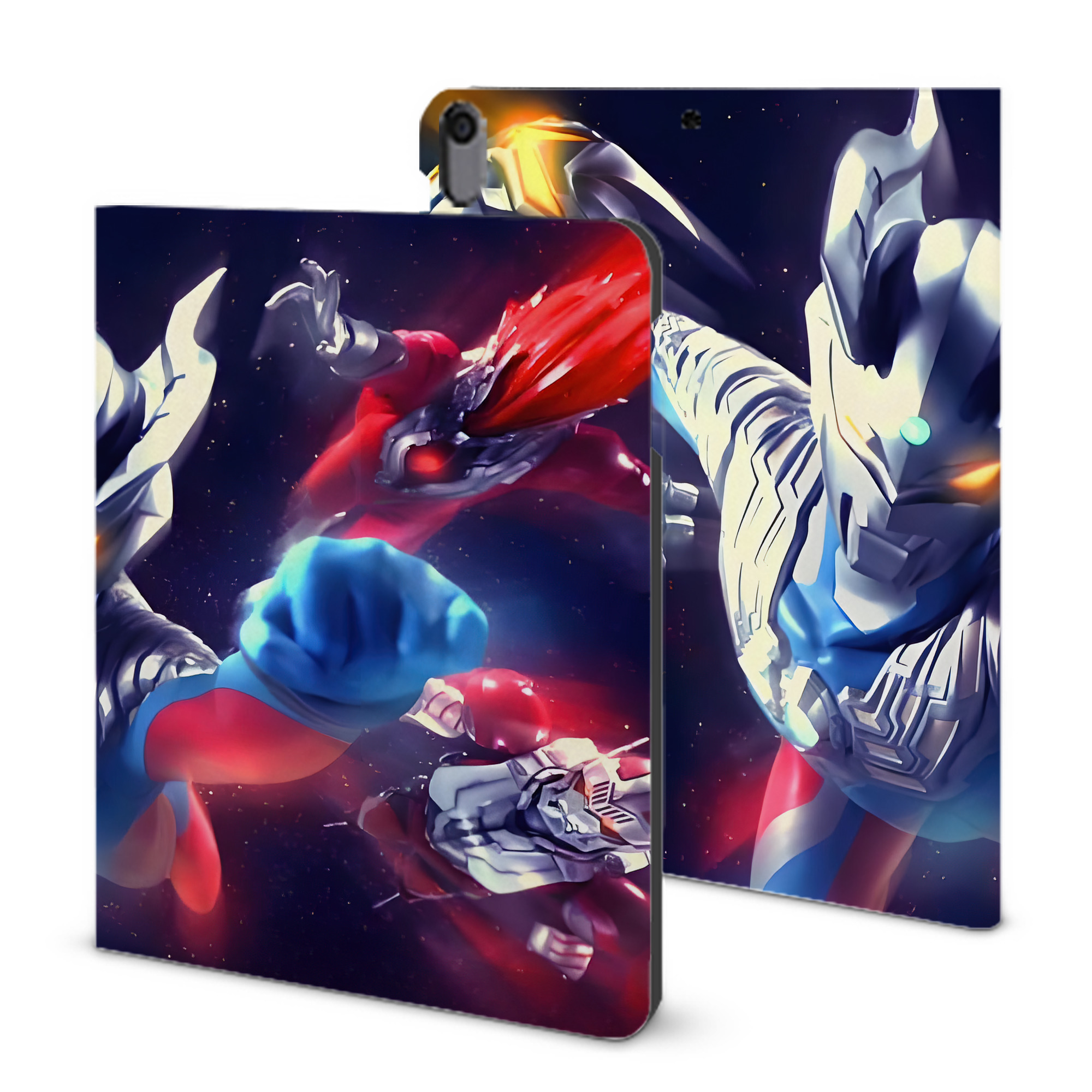 （画像用） ウルトラマン Ultraman IPad ケース ブック型 PUレザー TPU 耐衝撃 軽量 薄型 ペン収納なし 全面保護 IPad 各モデル対応